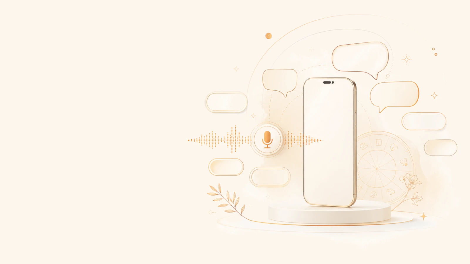 Light language and voice visual with blank conversation shapes
