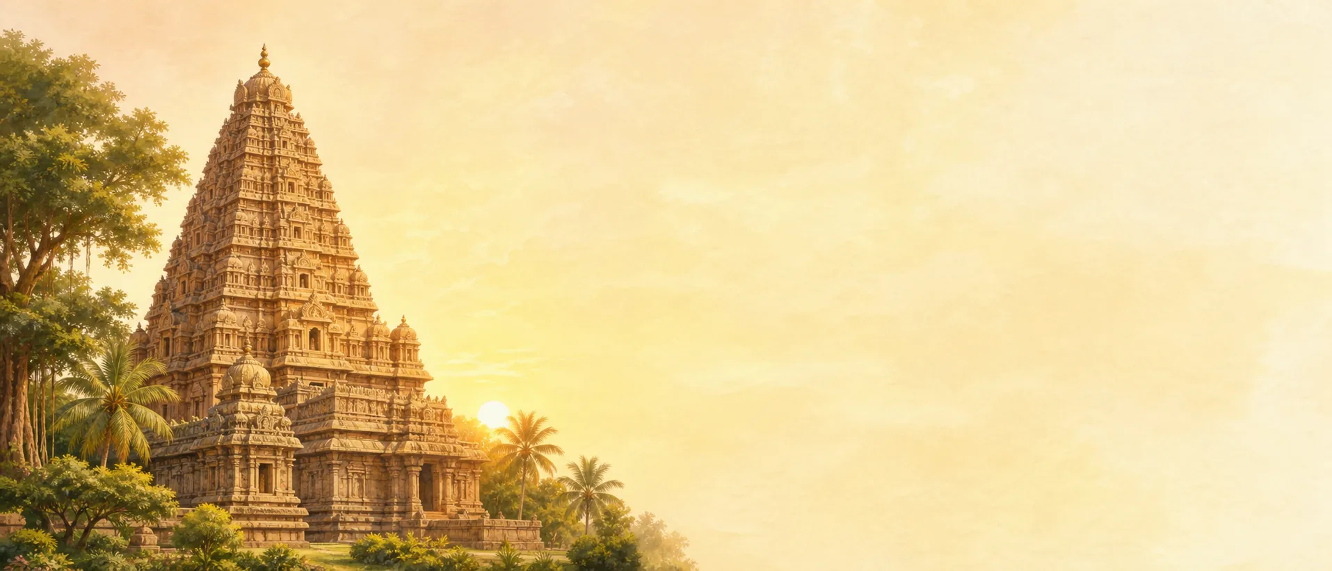 A South Indian temple in warm morning light