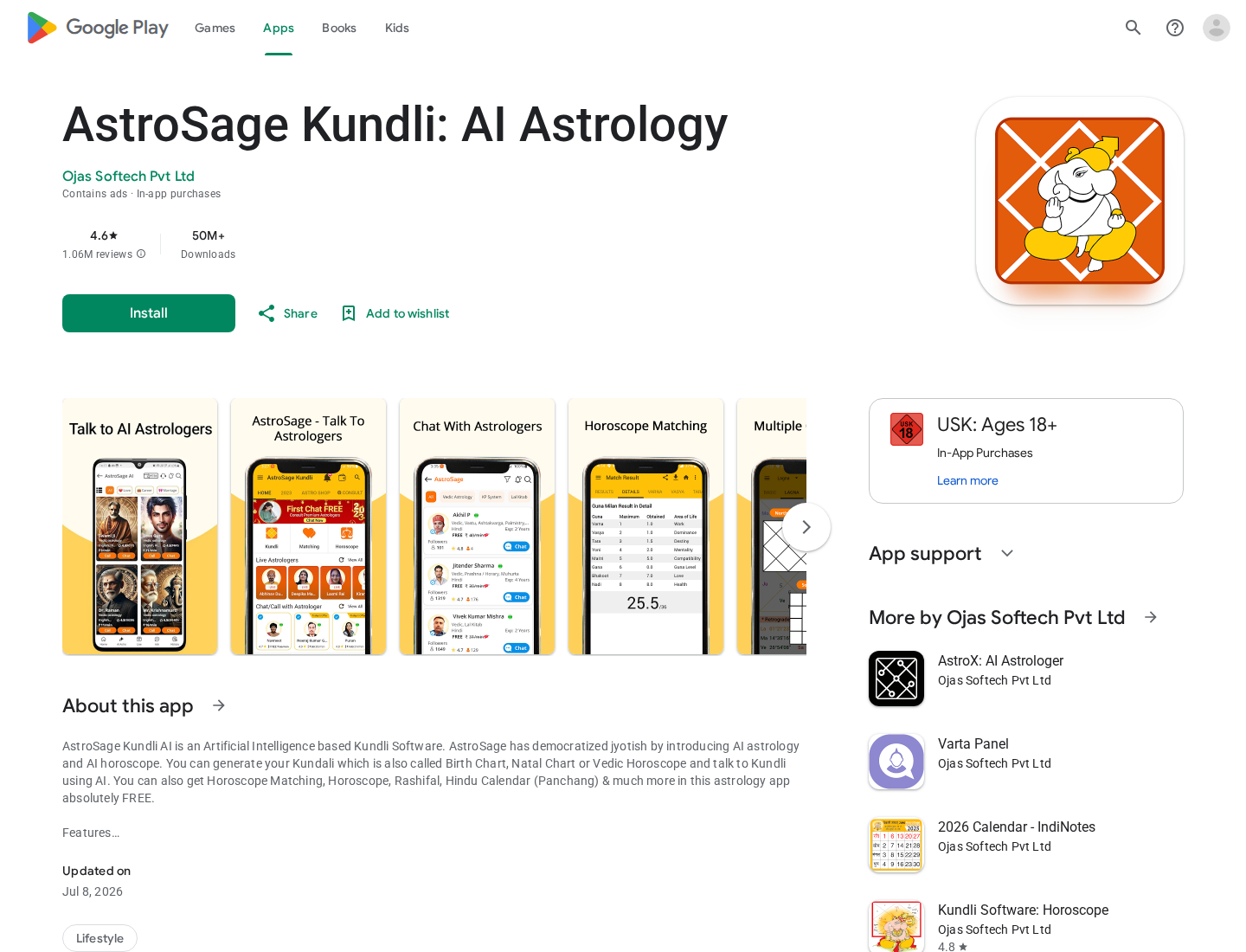 AstroSage Kundli — Google Play listing