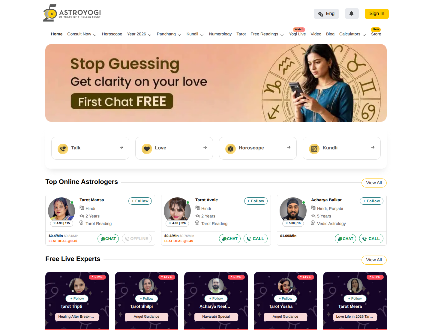 Astroyogi — Official site homepage